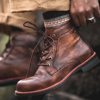Retro Winter Schnürstiefel in Braun