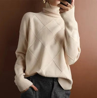 Lea | Damen Casual Gestrickt Pullover mit Kragen in Beige