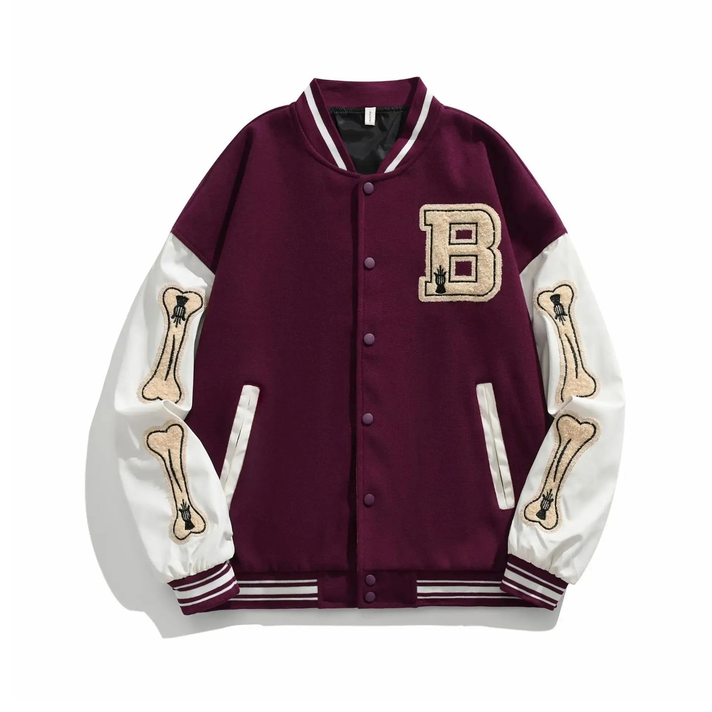 Beatrice | Harajuku Varsity Collegejacke mit Kunstleder-Ärmeln