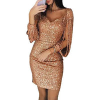 Glanzvolles Pailletten-Minikleid für jeden Anlass in Gold