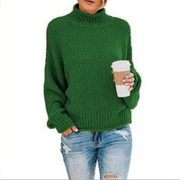 Kuscheliger Damen Strickpullover – Lockerer Rollkragenpullover für Herbst und Winter, ideal für lässige Freizeitlooks in Grün