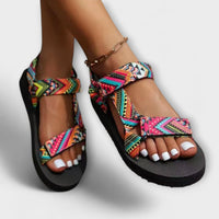 Sommerliche Flache Damen Sandalen aus Hanfseil in Dunkel