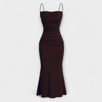 Mia Muse - Elegantes Maxi-Party-Kleid in Braun