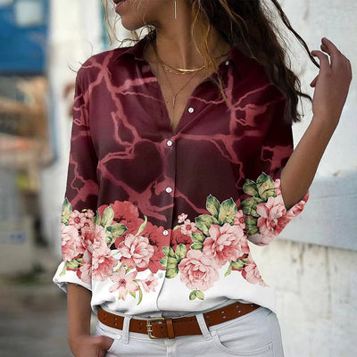 Damen Bluse mit langen Ärmeln im floralen Muster