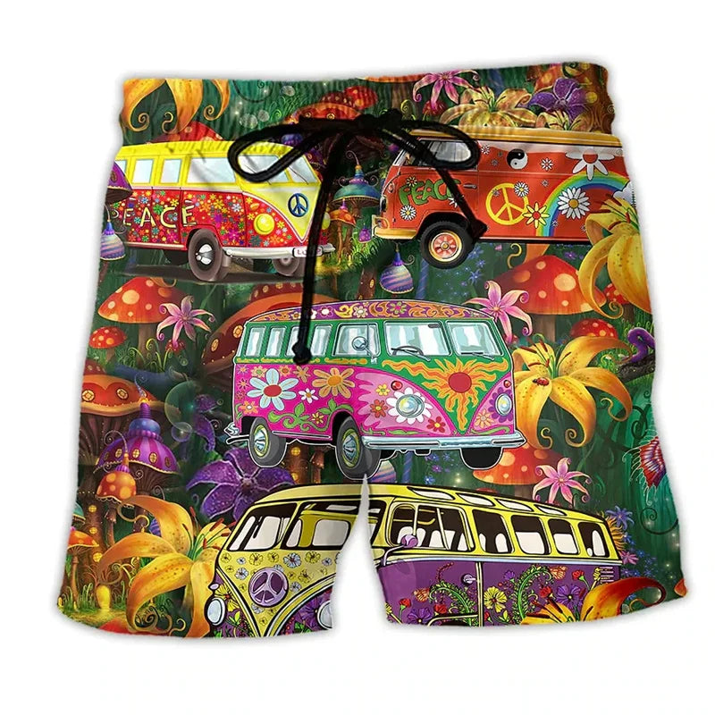 Herren Badeshorts für den Sommer mit Kordelzug und Grafikdruck