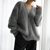Odetta - Luxuriöser Strickpullover in Dunkelgrau