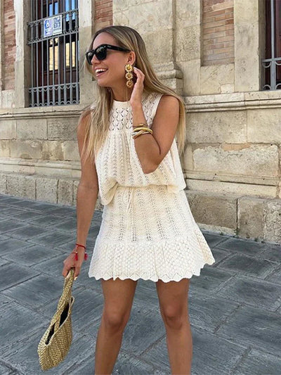 Bohemian Stilvolle Häkel-Zweiteiler für Unbeschwerte Sommerlooks