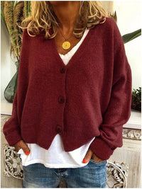 Marie | Elegante Alltags Strickjacke in Kastanienbraun