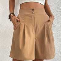 Celeste - Doppelt geknöpfte Shorts in Khaki