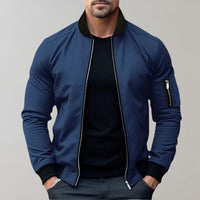 Bomberjacke Herren Leicht | Zip-Up Jacke Alltag in Blau