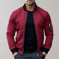 Bomberjacke Herren Leicht | Zip-Up Jacke Alltag in Rot