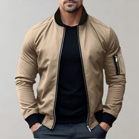 Bomberjacke Herren Leicht | Zip-Up Jacke Alltag in Khaki