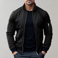 Bomberjacke Herren Leicht | Zip-Up Jacke Alltag in Schwarz