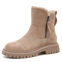 Damen Winter Stiefel | Mid-Calf Classic mit Reißverschluss in Beige