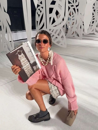 Sienna | Übergroßer Strickpullover Damen Rundhalsausschnitt