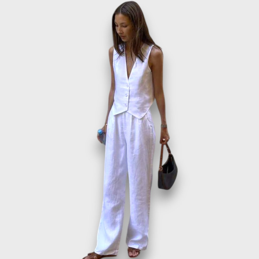 Solenne – Leinen-Set mit ärmelloser Weste