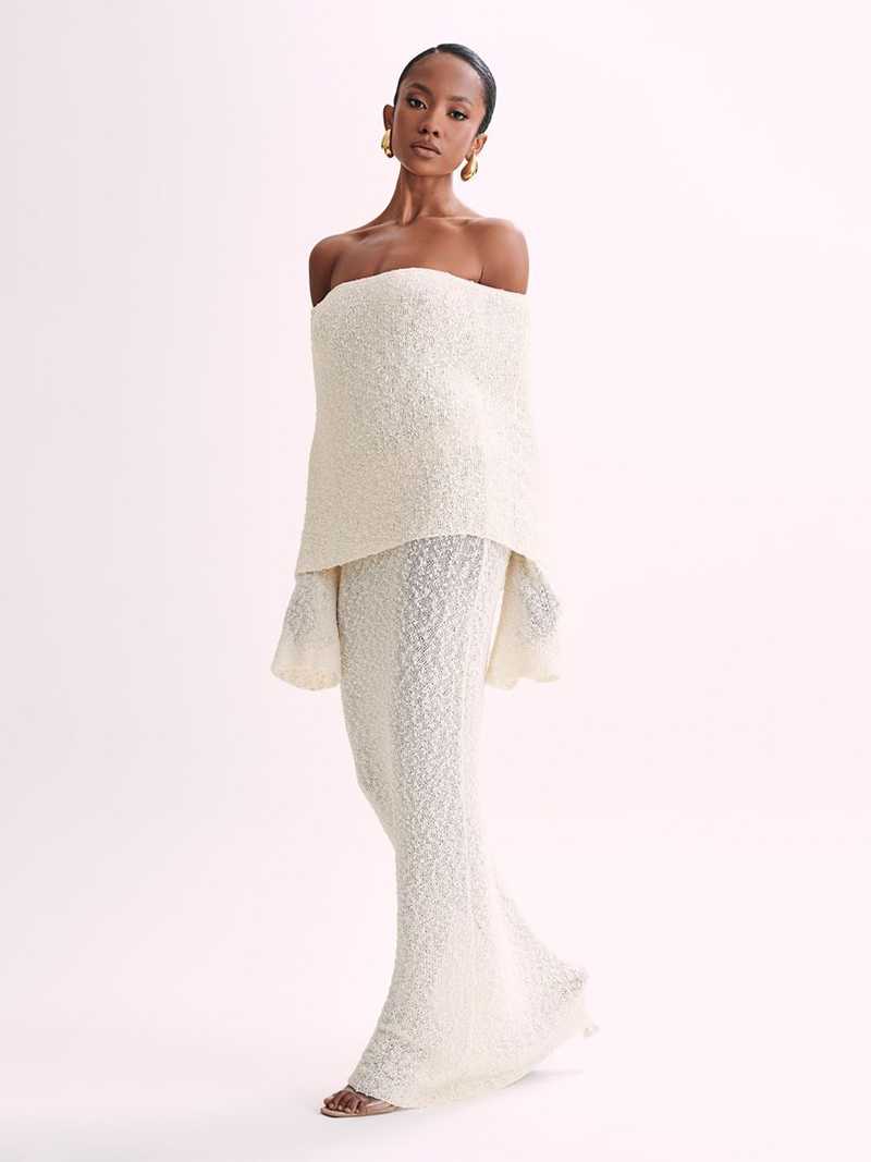 Marissa - Glamouröses, schulterfreies, transparentes Abendkleid | Elegantes transparentes Strandpartykleid für Damen