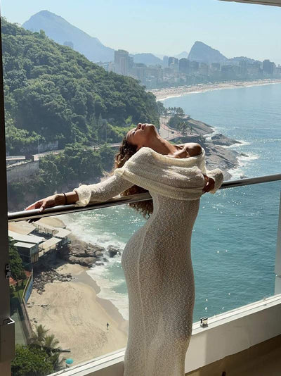 Marissa - Glamouröses, schulterfreies, transparentes Abendkleid | Elegantes transparentes Strandpartykleid für Damen