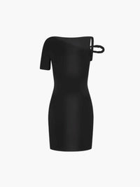 Schicke - Asymmetrisches Minikleid mit Twist-Detail in Schwarz