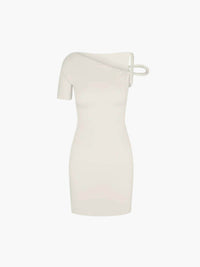 Schicke - Asymmetrisches Minikleid mit Twist-Detail in Creme