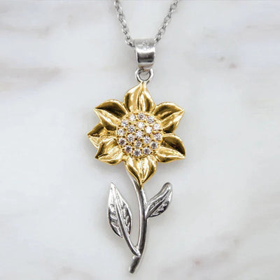 Goldene Damenkette aus Sterlingsilber mit Sonnenblumenanhänger – Marélie