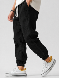 Hendrik | Herren Leichte Jogger Sommerhose in Schwarz