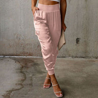 Reina - Elegante Cargohose mit Satin-Schimmer in Rosa