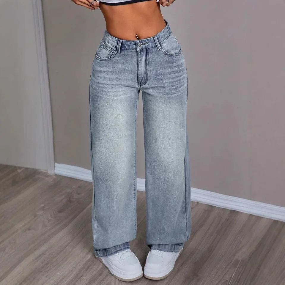 Stella | Vintage Vibe Mom Jeans mit weitem Bein