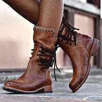 Wilhelmine | Damen Geschnürte Stiefeletten mit Absatz in Braun