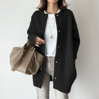 Wilma | Oversize Knopf Strickjacke in Schwarz
