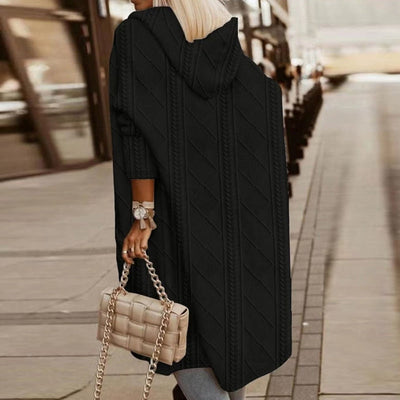 Langärmlige Damen-Strickjacke - Bequemer Hoodie-Stil