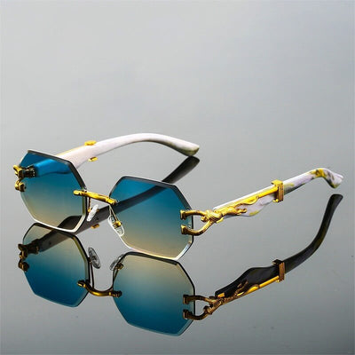 Rahmenlose Retro-Leopardenbrille