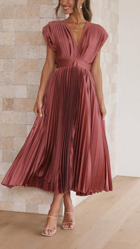 Alexis - Stilvolles Faltenkleid in ROSAROT