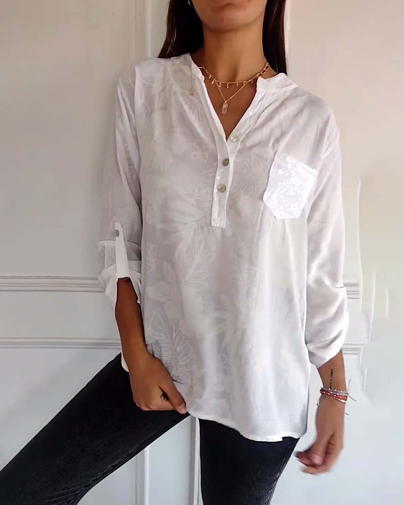 Astrid | Bluse mit V-Ausschnitt und Knopfleiste