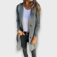 Fara – Strick-Cardigan mit Kapuze & Knopfleiste in Grün Khaki