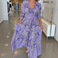 Aisha™ Maxikleid aus Premium-Viskose mit V-Ausschnitt in Lila