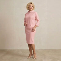 London Set™ mit Stehkragenbluse und vielseitigem klassischem Rock in Rosa