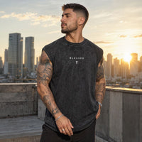 Los Angeles™ Tanktop in Washed-Farbtönen mit minimalistischem Print in Schwarz