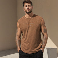 Los Angeles™ Tanktop in Washed-Farbtönen mit minimalistischem Print in Braun
