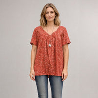 Lisboa™ Bluse aus Premium-Viskose mit V-Ausschnitt in Rot
