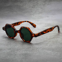 Achteckige Retro-Sylvesterbrille in Bernstein-Schildkröte