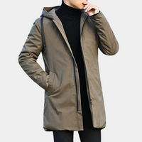 Regenjacke Herren Mit Kapuze | Gefütterter Übergangsmantel Winter in Braun