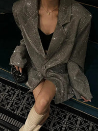 Kendra – Glitzer Blazer für Damen in Silber
