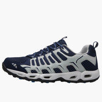 Unisex Trekking-Schuhe mit Schnürverschluss und profilierter Außensohle in Blau / Hellgrau