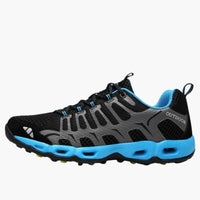 Unisex Trekking-Schuhe mit Schnürverschluss und profilierter Außensohle in Schwarz / Blau