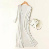 Strickjacke Damen Lang Offen | Leicht Fließend in White