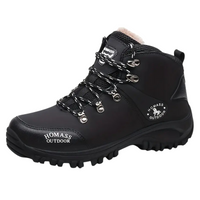 Winterschuhe Herren | Schnür-Wanderschuhe Mit Profilsohle in Schwarz mit Futter