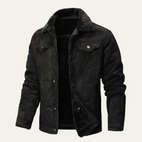 Dennis | Herren Klassische Gefütterte Lammfelljacke in Schwarz