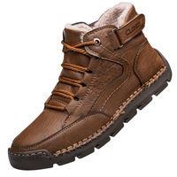 Winterschuhe Herren | Gefütterte Schnürstiefel Knöchelhoch in Braun mit Innenfell