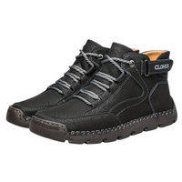 Winterschuhe Herren | Gefütterte Schnürstiefel Knöchelhoch in Schwarz